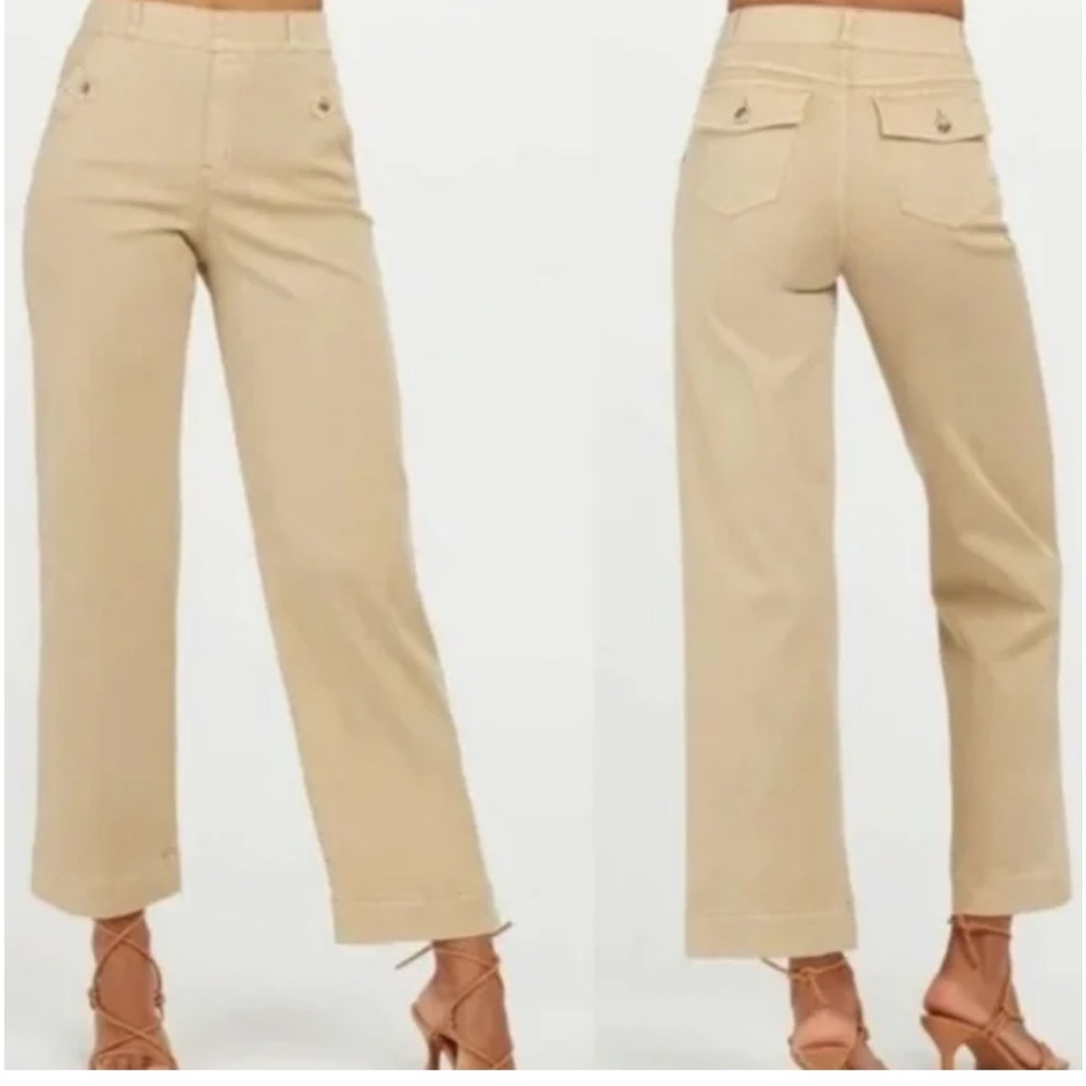 SPANX Women’s Stretch Twill Cropped Wide Leg Pant  Khaki Size‎ Medium